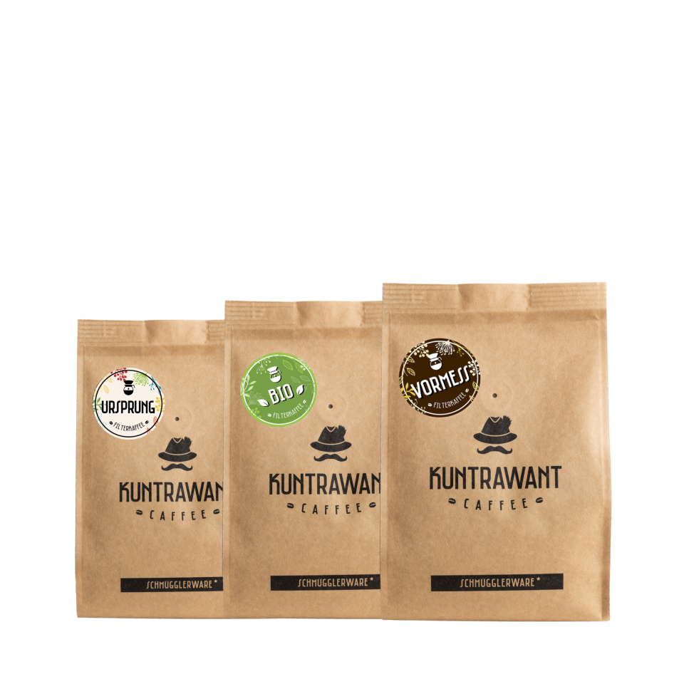 Schmuggler Filterkaffee Set mit 3 Filterkaffees Bohnen